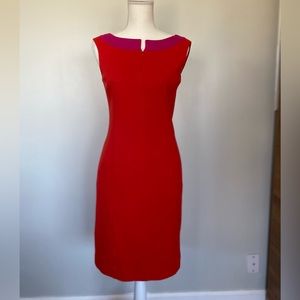 W by Worth Hot Pink Red Front Zip, Back Zip Sheath Dress